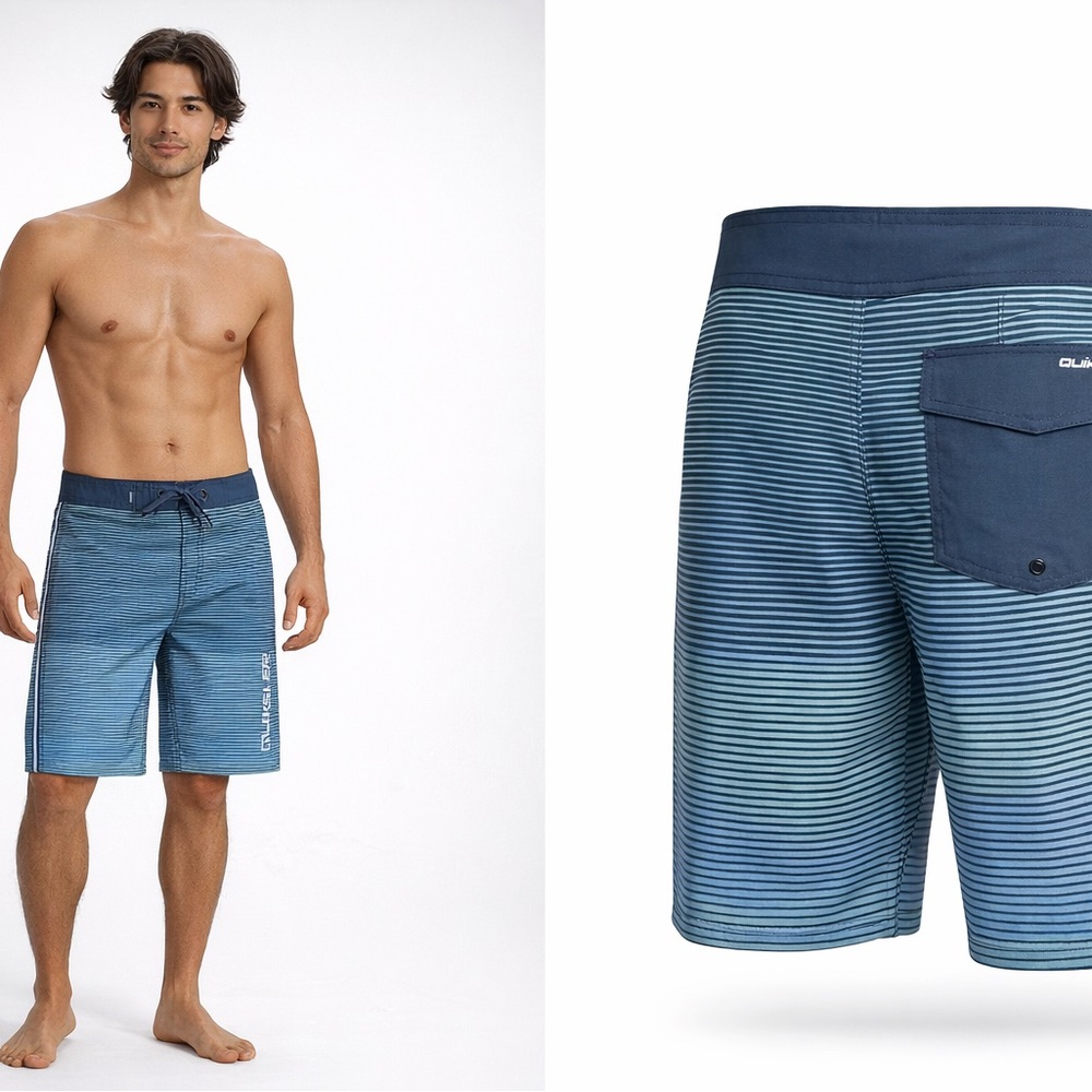 Quiksilver Highline Board Shorts Men’s Size 36 Blue Stripe 20” NWT